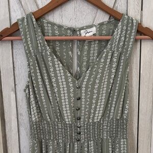 Japna Olive Floral Striped Jumpsuit